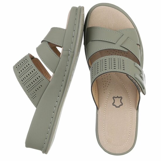 Dames medi comfort slippers - matcha groen