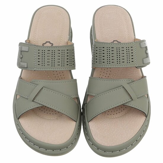 Dames medi comfort slippers - matcha groen