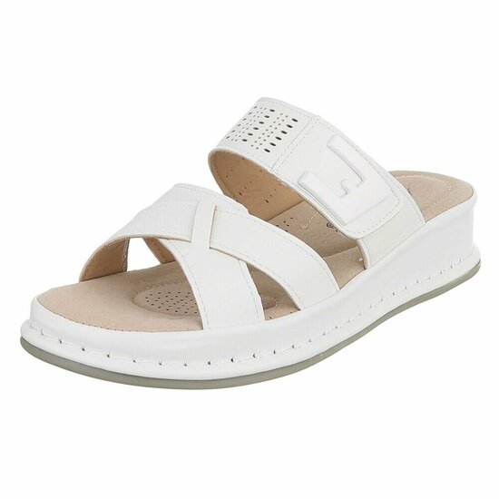 Dames medi comfort slippers - wit
