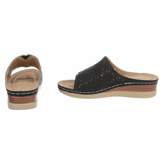 Dames medi comfort slippers - zwart