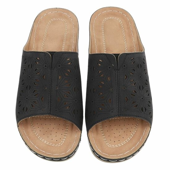 Dames medi comfort slippers - zwart