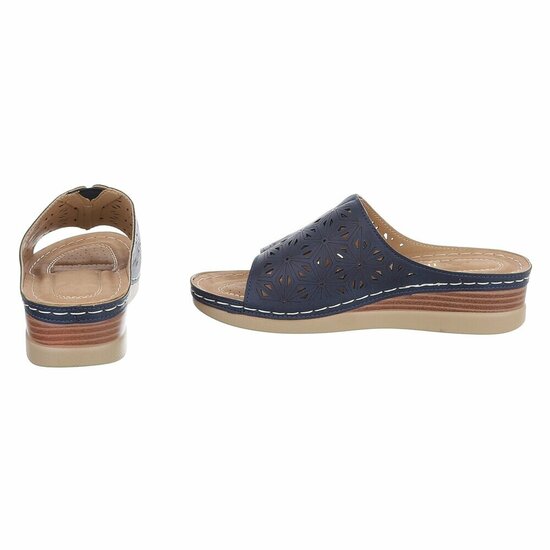 Dames medi comfort slippers - navy donkerblauw