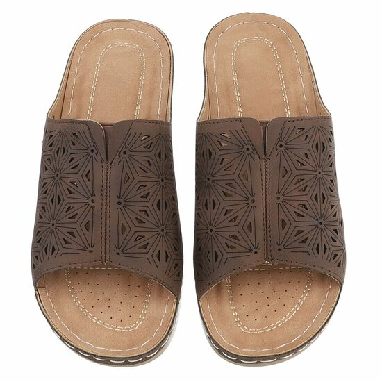 Dames medi comfort slippers - bruin
