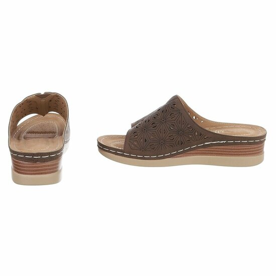 Dames medi comfort slippers - bruin
