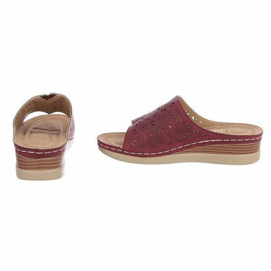Dames medi comfort slippers - bordeaux rood