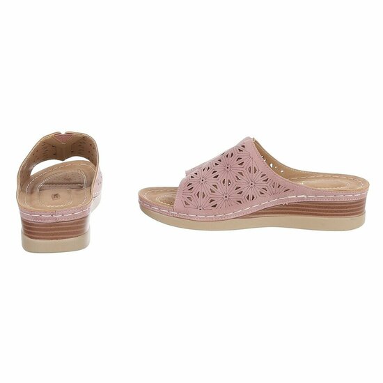 Dames medi comfort slippers - dusty roze