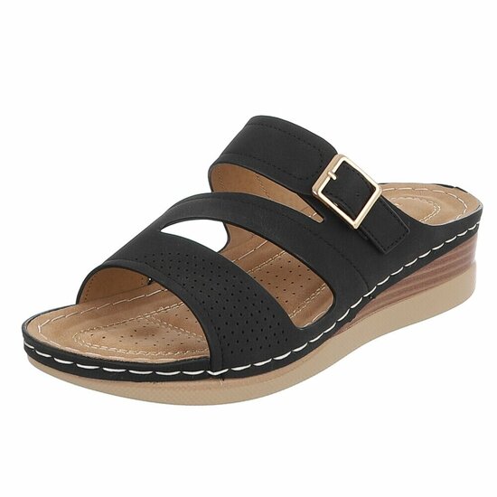 Dames medi comfort slippers - zwart