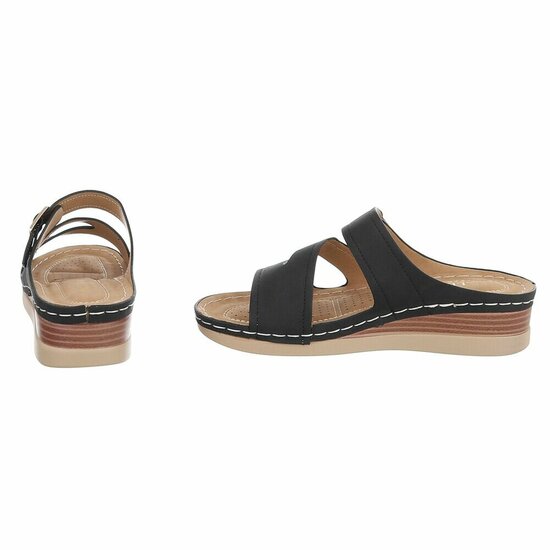 Dames medi comfort slippers - zwart