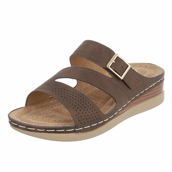 Dames medi comfort slippers - bruin