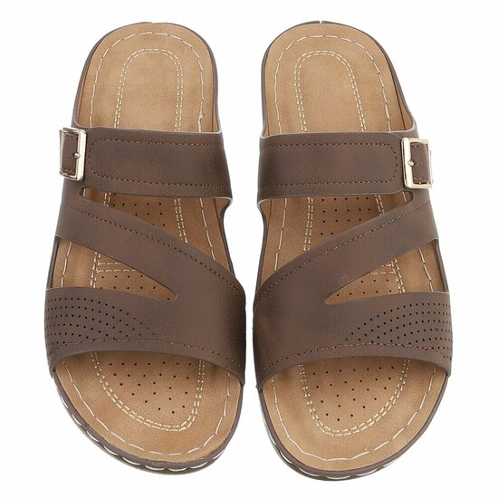 Dames medi comfort slippers - bruin