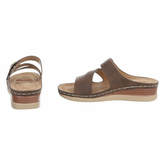Dames medi comfort slippers - bruin