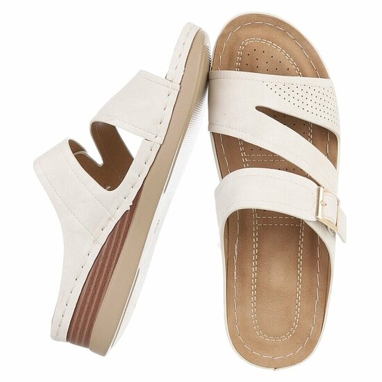 Dames medi comfort slippers - wit