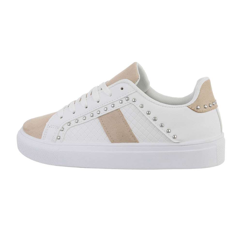 Dames sneakers lage gympen wit beige Lunamex Jewelry