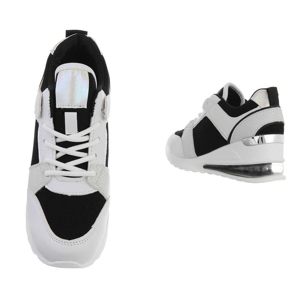 Dames wedge sneakers / gympen met sleehakken - zwart - Lunamex Jewelry \u0026  Watches