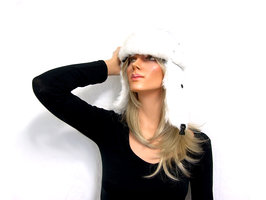 Pilotenmuts met imitatiebont - wit