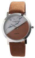 Excellanc dameshorloge met lederen band - bruin / marmer