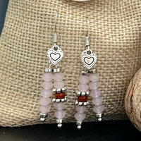 Handgemaakte oorhangers Indi Western stijl - roze / bruin