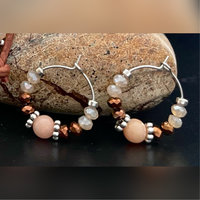 Handgemaakte creolen Indi Western stijl - perzik / brons