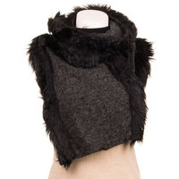 Dames sjaal met bont - zwart / antraciet