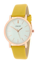 Ernest NOVA dameshorloge met lederen band - rosé / geel