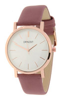 Ernest NOVA dameshorloge met lederen band - rosé / oudroze