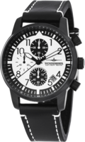 Thunderbirds MultiProChrono chronograph herenhorloge met lederen band - zwart / wit