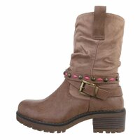 Dames enkellaarzen / biker boots laarsjes - bruin
