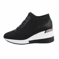 Dames wedge sneakers met sleehakken - zwart