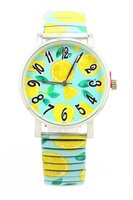 Ernest dameshorloge met stalen rekband - citroen / geel blauw