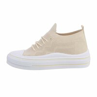 Dames instap sneakers / slip-on gympen - beige