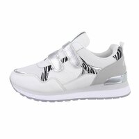 Dames sneakers / lage gympen met klittenband - wit zebra