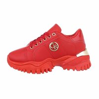 Dames chunky sneakers met dikke zolen - rood