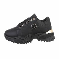 Dames chunky sneakers met dikke zolen - zwart