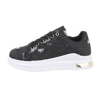 Dames denim sneakers / gympen van spijkerstof - zwart