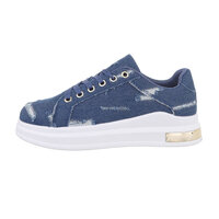 Dames denim sneakers / gympen van spijkerstof - donkerblauw