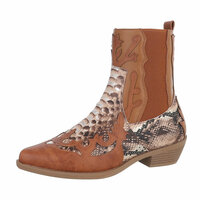 Dames cowboy enkellaarzen / western laarsjes met slangenprint - camel / bruin
