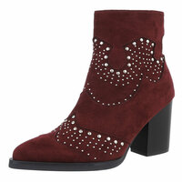 Dames cowboy enkellaarzen / western laarsjes met studs - bordeaux wijnrood
