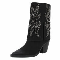 Dames cowboy sleeve laarzen / western laarsjes met strass - zwart