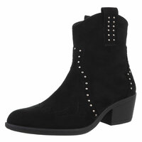 Dames cowboy enkellaarzen / western laarsjes met studs - zwart