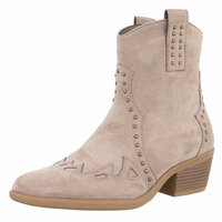 Dames cowboy enkellaarzen / western laarsjes met studs - khaki lichtbruin