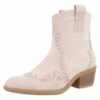 Dames cowboy enkellaarzen / western laarsjes met studs - beige