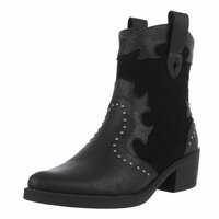 Dames cowboy enkellaarzen / western laarsjes met studs - zwart