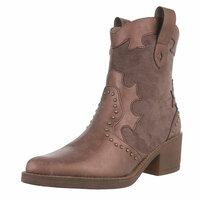 Dames cowboy enkellaarzen / western laarsjes met studs - khaki bruin