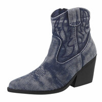 Dames cowboy enkellaarzen / spijkerstof western laarsjes - denim blauw