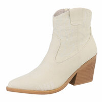 Dames cowboy enkellaarzen / spijkerstof western laarsjes - denim beige