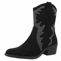 Dames cowboy enkellaarzen / western laarsjes met studs - zwart