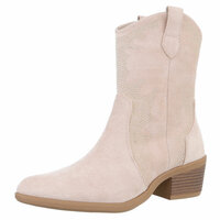 Dames cowboy enkellaarzen / western laarsjes met studs - beige