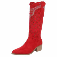 Dames hoge cowboy laarzen / western boots met strass - rood