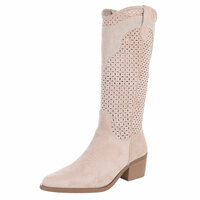 Dames hoge cowboy laarzen / western boots met strass - beige