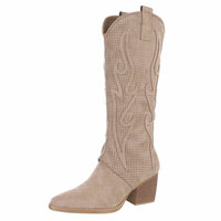 Dames hoge cowboy laarzen / western boots - lichtbruin / khaki